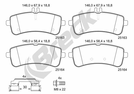 Brake Pad Set, disc brake - 25163 00 553 00 BRECK